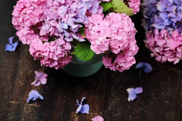 Strauß Mit Schönen Hortensienblüten — Stockfoto