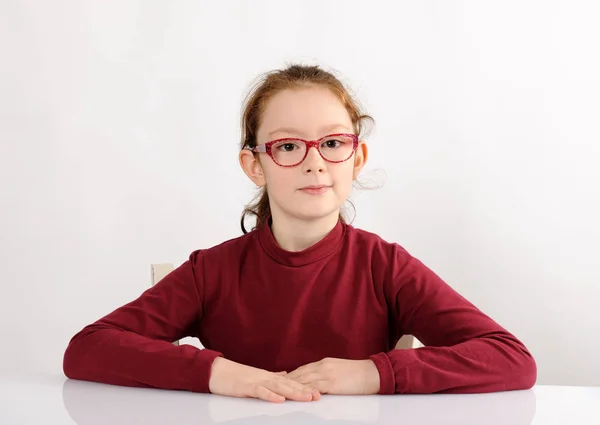 Portrait Cheerful Schoolgirl Eyeglasses — Stock Photo, Image