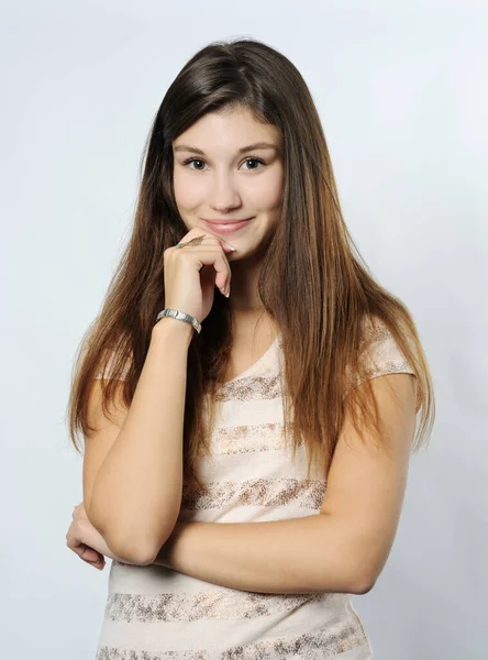 Beautiful Girl Long Brown Hair — Stock Photo, Image