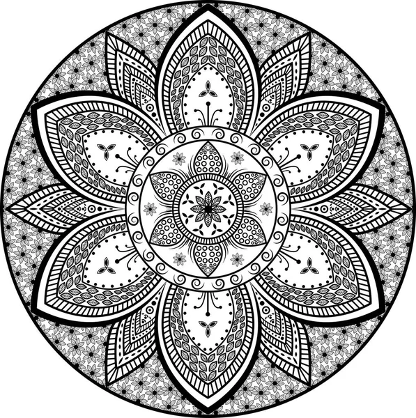 Mandala Blumen Blumen Muster Vektor ethnischen Stammes östlichen Motiven Design — Stockvektor