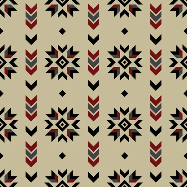 Sømløse indiske mønsterpiler og amerikanske urinnvånere av typen geometriske ornamenter, designet for retro vintage bohemisk boho stil ikon beige mørkerød svart – stockvektor