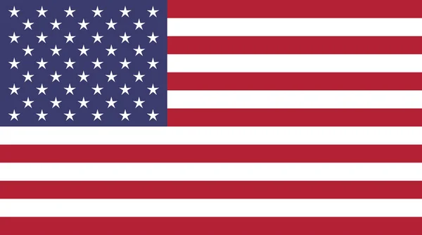 United States of America Vektor Flaggenmuster in Originalfarben besteht aus fünfzig Sternen auf blauem Hintergrund mit roten und weißen Streifen — Stockvektor