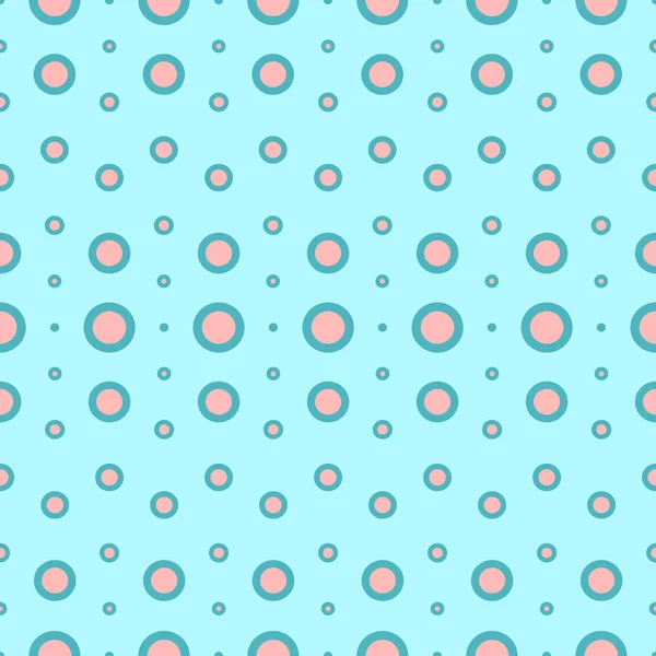 Sömlös geometriska vintage retro mönster design vektorbakgrund med färgglada ringar och prickar fodrad i ordning som bubblor i vattnet rosa aqua blå — Stock vektor