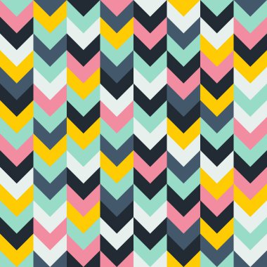 Chevron zikzak desen sorunsuz vektör okları geometrik tasarım karışık sipariş renkli beyaz pembe ışık mavi gri su sarı siyah