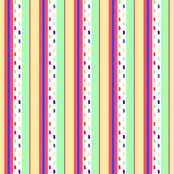 Seamless abstract geometric stripes vector pattern background with colorful vertical lines and oil paint style symmetrical elements pink purple blue yellow aqua green turquoise — Stock Vector