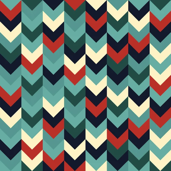 Chevron zigzag padrão setas vetoriais sem costura design geométrico em ordem mista colorido preto vermelho laranja bege verde teal turquesa aqua — Vetor de Stock