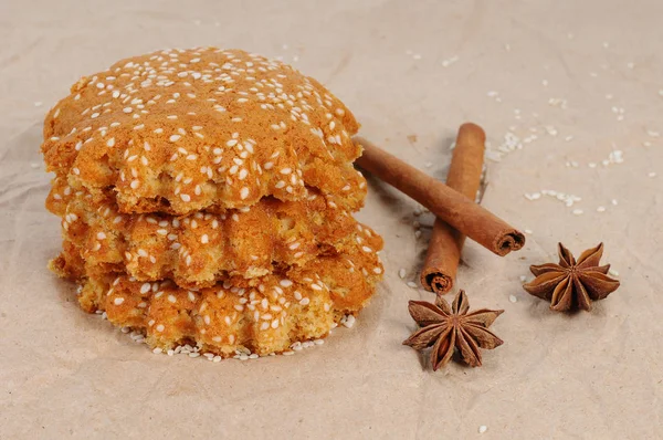 Christmas sweets and biscuits. oatmeal cookies with sesame seeds. honey cookies with sesame seeds. Christmas food