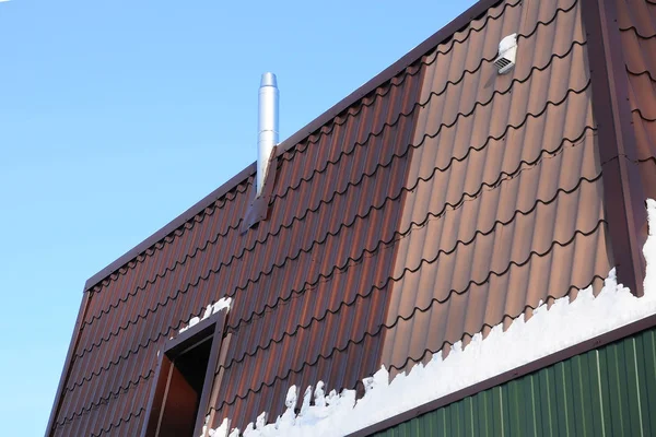 Tuyau de cheminée en acier inoxydable coaxial. Cheminée coaxiale métallique - Chauffage individuel — Photo
