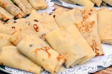 Krep peynir ve diğer Topingler ile. Shrovetide