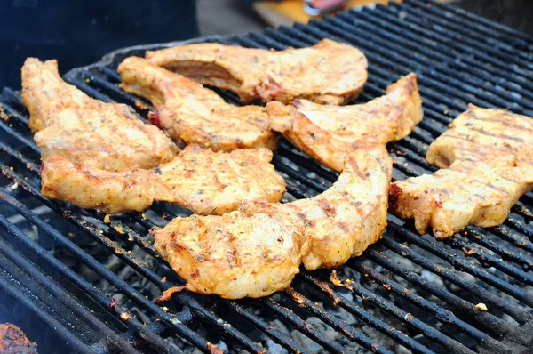 Grillowanie marynowane szaszłyk grilla. Szaszłyk jest formą Shish kebab popularne w innych miejscach, Europie Środkowej i Wschodniej. Kebab (czyli szaszłyki) pierwotnie składała się z jagnięciny. z bliska — Zdjęcie stockowe