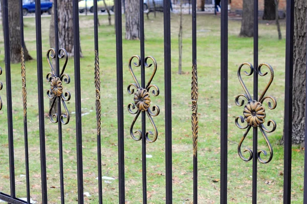 Imagem de uma cerca de ferro fundido decorativo. cerca de metal — Fotografia de Stock