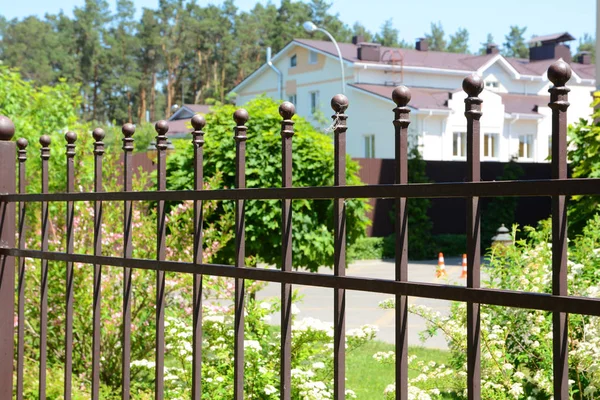 Güzel dövme çit. Dekoratif dökme demir çit görüntüsü. metal çit yakın çekim. 