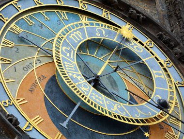 Prague, Prague, Çek Cumhuriyeti - 16 Temmuz 2017: Chimes. Eski astronomik saat Prag, eski şehir Meydanı, Çek Cumhuriyeti