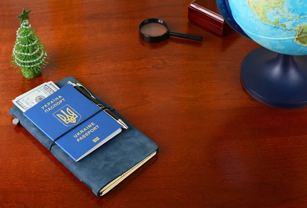 Pasaporte Biométrico Ucraniano Preparación Para Viaje Navidad — Foto de Stock