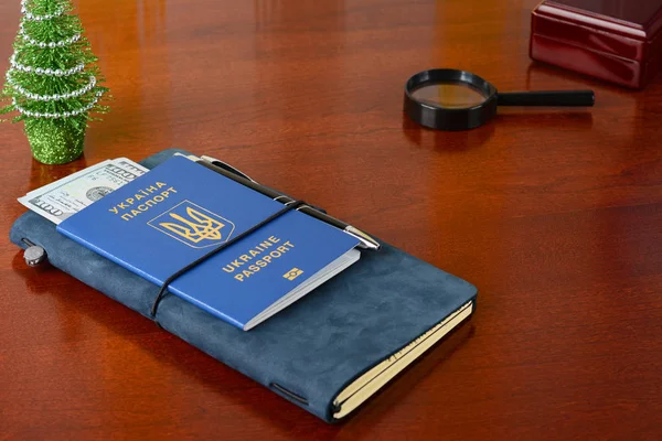 Passaporte Biométrico Ucraniano Preparação Para Viagem Natal — Fotografia de Stock