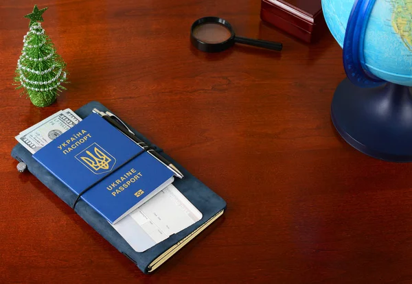 Passaporte Biométrico Ucraniano Preparando Para Viagem Ano Novo — Fotografia de Stock