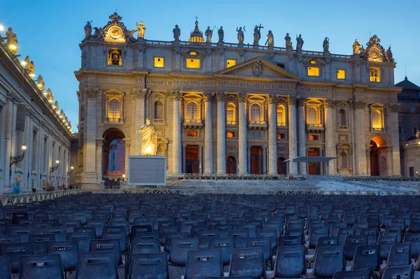 Vatikanstaten Rom Italien Juni 2019 Kvällsutsikt Över Peterskyrkan — Stockfoto