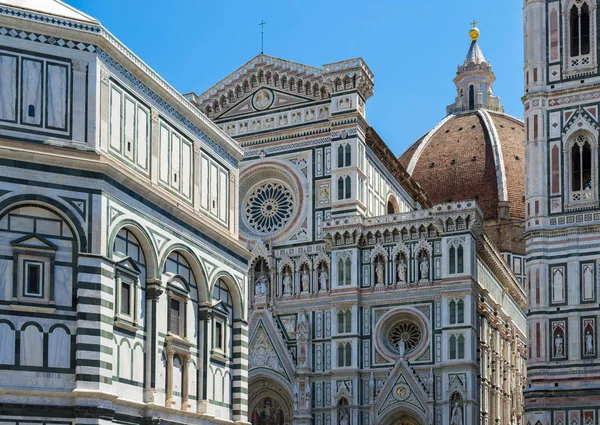 Firenze Italia Juni 2019 Torn Och Vackra Statyer Cattedrale Santa — Stockfoto