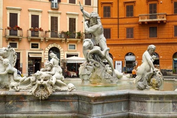 Roma Italia Giugno 2019 Fontana Ravvicinata Piazza Navona Uno Dei — Foto Stock
