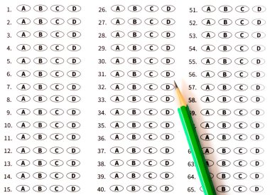 Okul ve Eğitim. Cevaplı test skoru sayfası