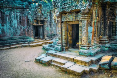 Kamboçya 'daki Angkor Wat tapınağındaki Khmer tapınağı. Kamboçya Seyahat Konsepti.