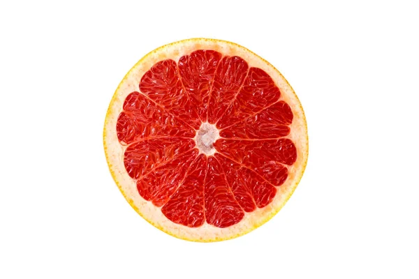 Hell saftig runde Scheibe Grapefruit isoliert auf weißem Hintergrund — Stockfoto