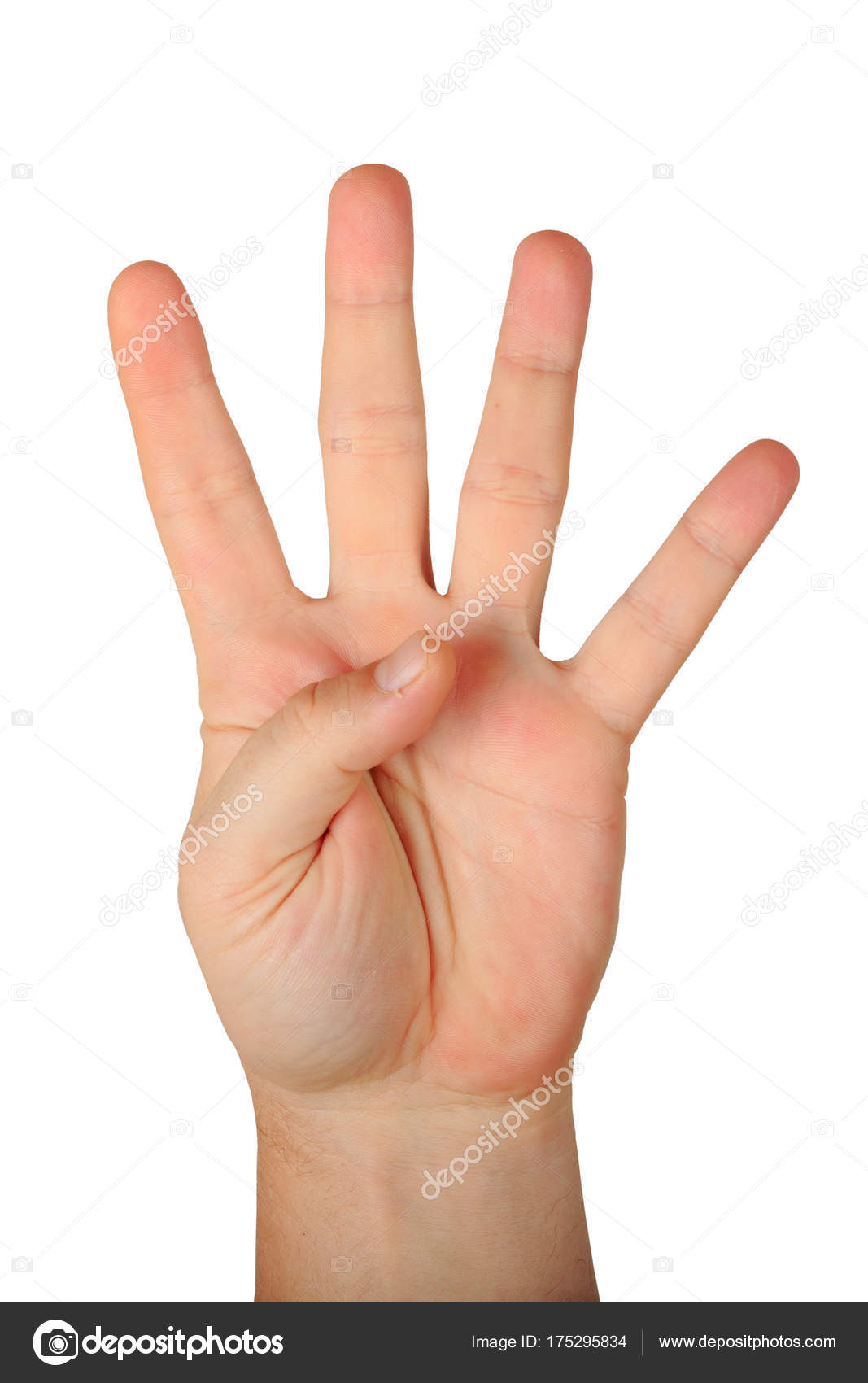 Gesture male hand with four fingers — Stock Photo © Batechenkofff 175295834