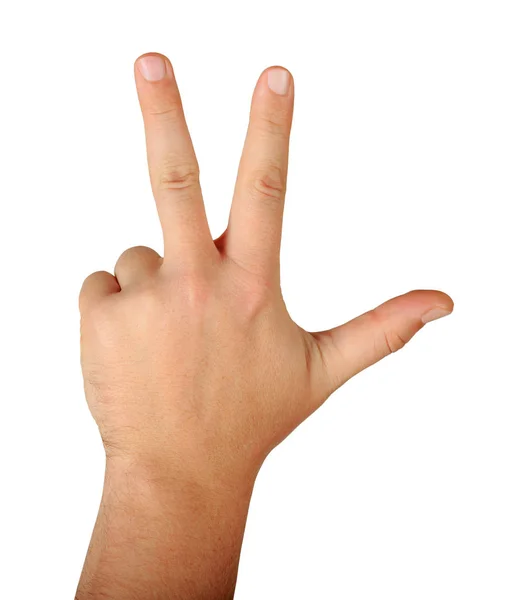 Gesto mano masculina con tres dedos —  Fotos de Stock