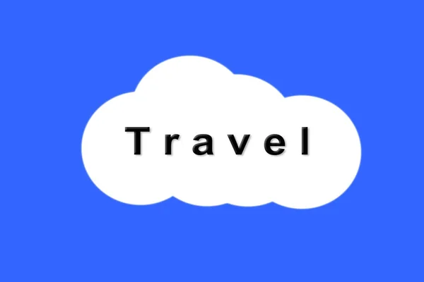 Travel concept. tekst reizen op witte wolk op blauwe achtergrond — Stockfoto