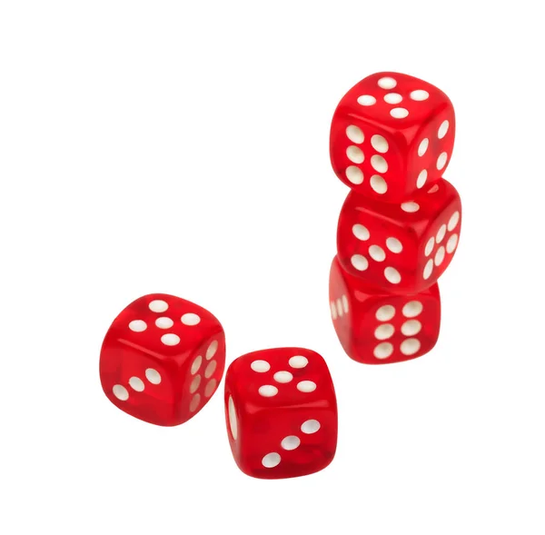 Group of red dice dice with dots, casino, gambling, board game, table game — Stock Photo, Image