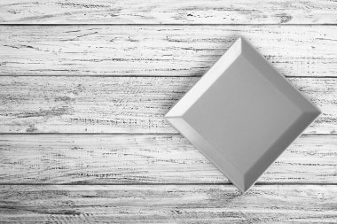 ahşap masa arka plan boş dikdörtgen plaka