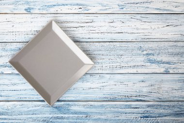 ahşap masa arka plan boş dikdörtgen plaka