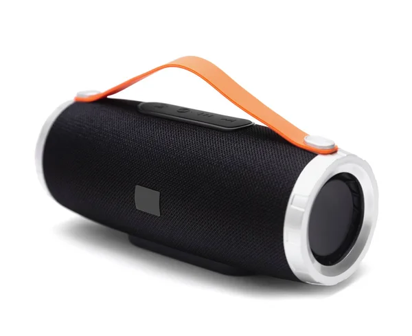 Alto-falante Bluetooth portátil com punho de silicone isolado no fundo branco — Fotografia de Stock