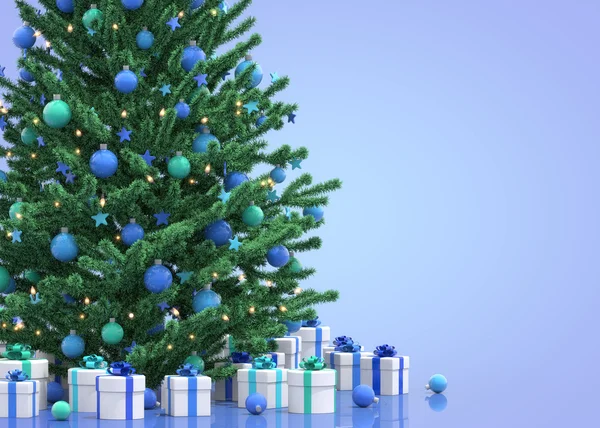 Kerstboom met geschenken Stockfoto