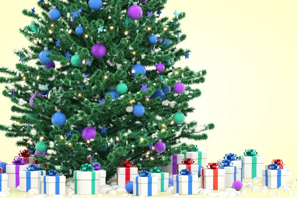 Kerstboom met geschenken Rechtenvrije Stockafbeeldingen