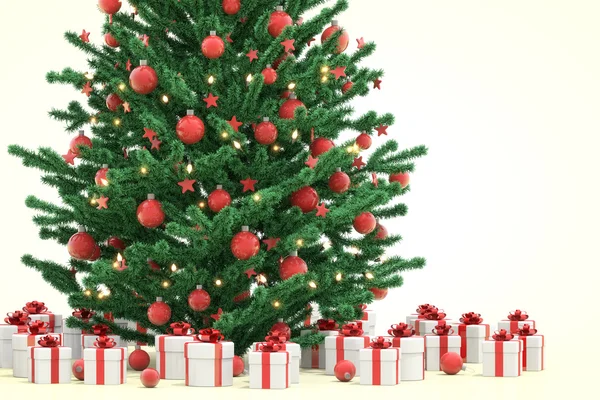 Kerstboom met geschenkdozen Rechtenvrije Stockfoto's