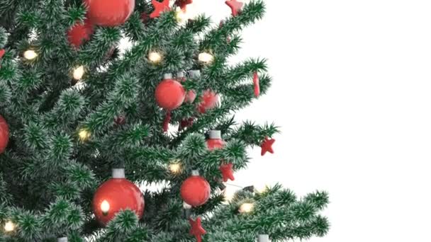 Kerstboom geïsoleerd op witte achtergrond — Stockvideo
