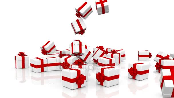 Dalende kerst geschenkdozen — Stockvideo