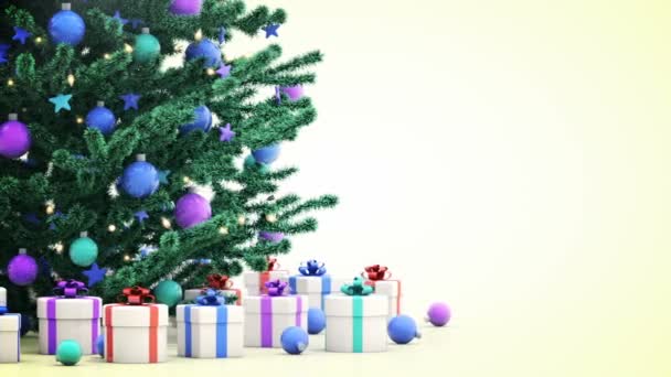 New Year tree with gift boxes — Stock Video