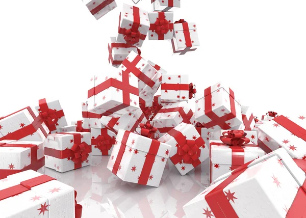 떨어지는 크리스마스 선물 상자 — 스톡 사진