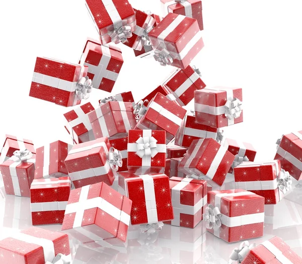 Caixas de presente de Natal caindo — Fotografia de Stock