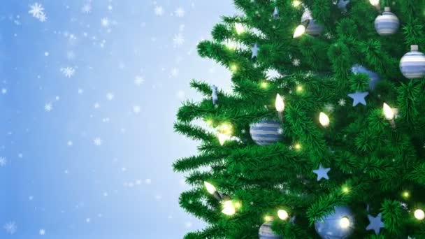 Nya året träd med fallande snöflingor — Stockvideo