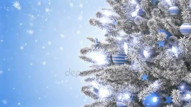 Λευκό παγωμένο δέντρο το νέο έτος — Αρχείο Βίντεο