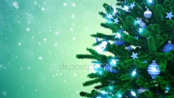 Árvore Ano Novo Com Flocos Neve Caindo — Vídeo de Stock