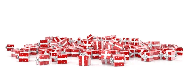 Vánoční Dárkové Krabice Izolované Bílém Pozadí — Stock fotografie