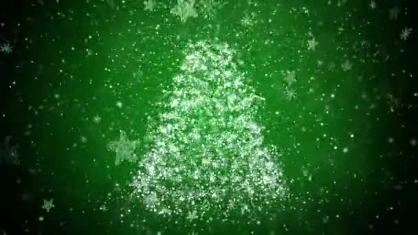 Arbre Nouvel Pleine Croissance Avec Des Flocons Neige Des Étoiles — Video