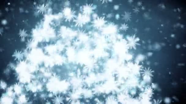 Выращивание Новогодней Елки Падающими Снежинками Зимний Рождественский Фон — стоковое видео