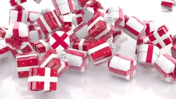 Fallande Christmas Presentaskar Vit Bakgrund — Stockvideo