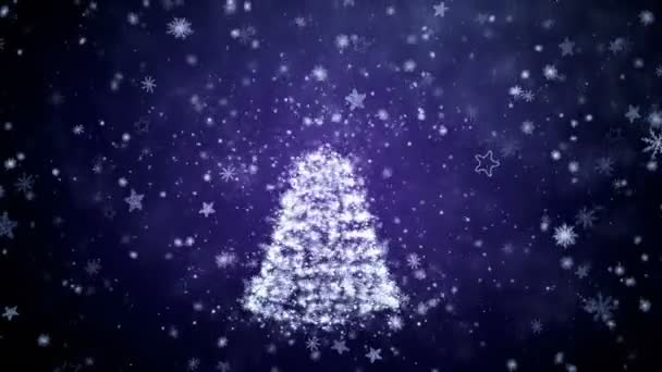 Growing Christmas Tree Falling Snowflakes Winter Christmas Background — Stock Video