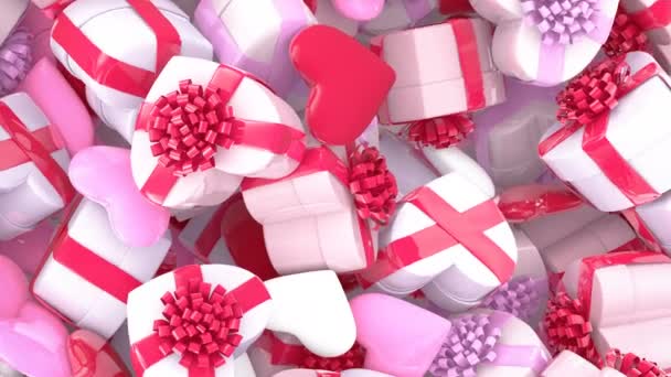 Valentines Day Background Gift Boxes Hearts — ストック動画